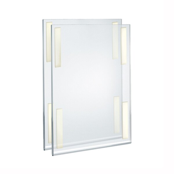 Self Adhesive Clear Acrylic Wall Sign Holder Frame 11'' W x 17'' H - Portrait / Vertical, 2PK